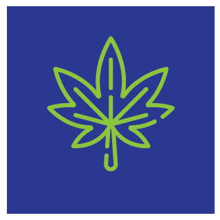 Marijuana icon with green leaf.