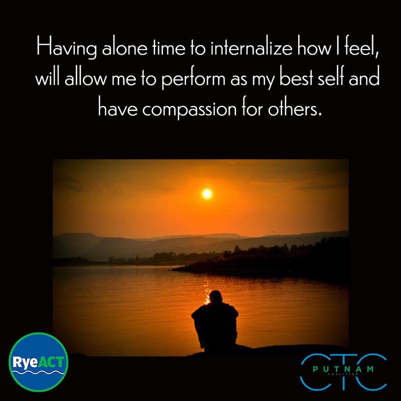 Having alone time to internalize how I feel, will allow me to perform as my best self and have compassion for others.
